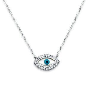 14K Solid Gold Adjustable Evil Eye Necklace - Perfect Gift - Evil Eye Defender -